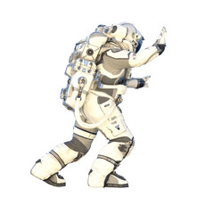 Astronaut on white. Mixed media