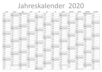 Kalender 2020 Jahresplaner Jahreskalender Kalendervorlage