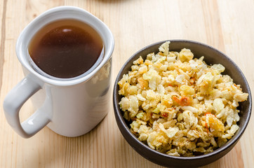 Close up of Thai sweet rice crispy, sneak in relax time