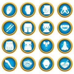 Body parts icons set. Simple illustration of 16 body parts vector icons for web