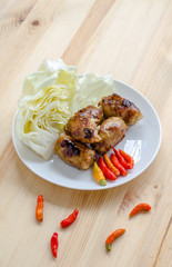 Sour rice sausage, Thailand local food, Street food of Thailand