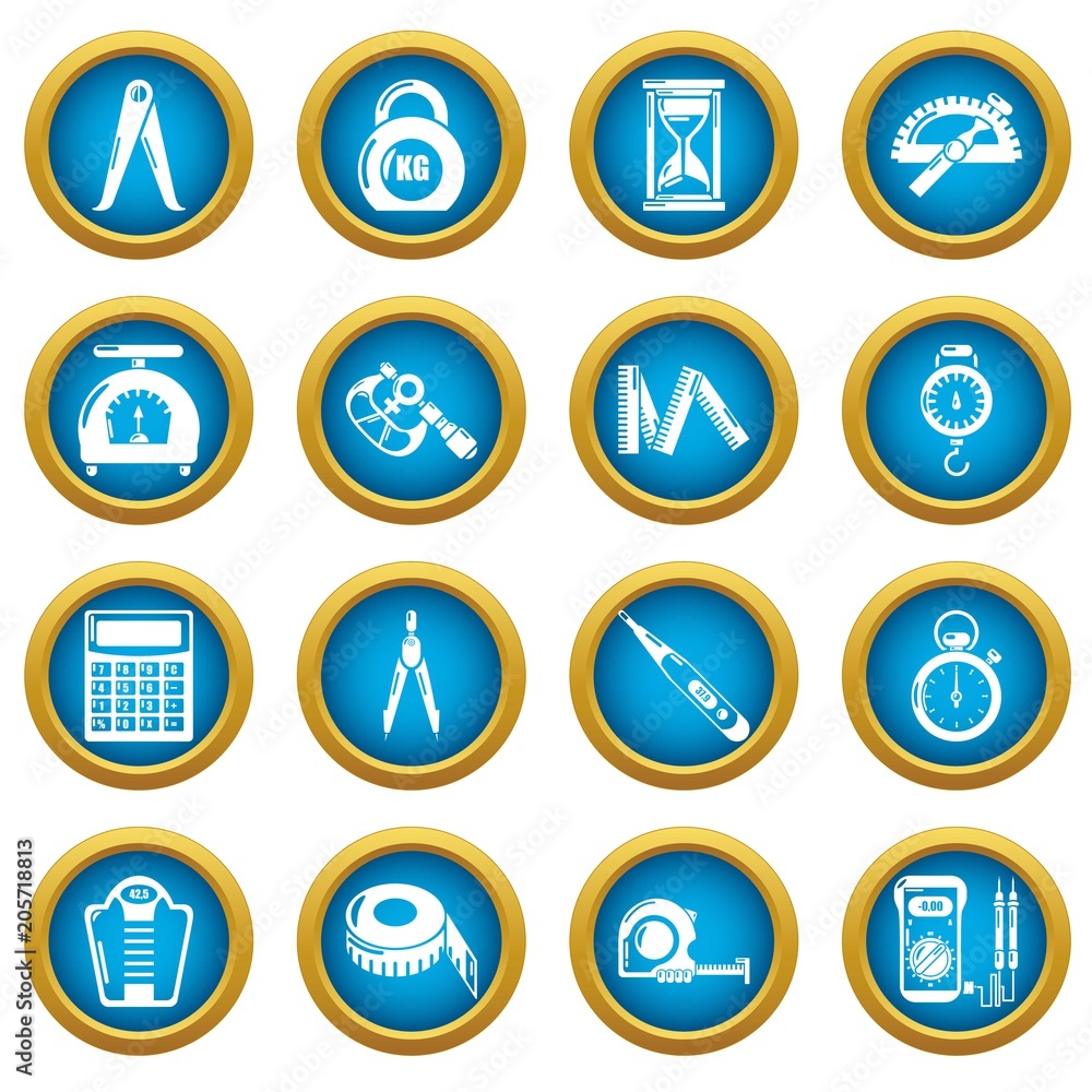 Poster measure precision icons set. simple illustration of 16 measure precision vector icons for web