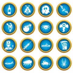 Fears phobias icons set. Simple illustration of 16 fears phobias vector icons for web