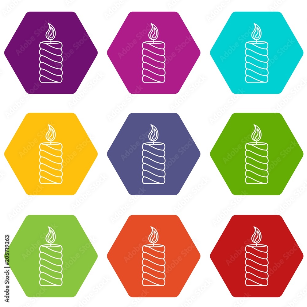 Poster rectangular icons 9 set coloful isolated on white for web