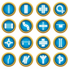 Road parts constructor icons set. Simple illustration of 16 road parts constructor module vector icons for web