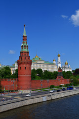 Kremlin embankment in spring in Moscow, Russia