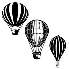 Naklejka premium Set of illustrations of air balloons. Design element for logo, label, emblem, sign.