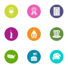 Yankee icons set. Flat set of 9 yankee vector icons for web isolated on white background