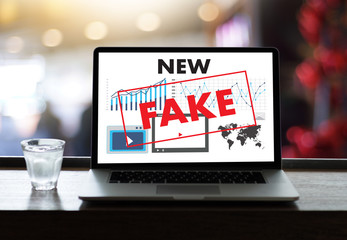 Fake news concept man reading news media technology on smartphone just Fake