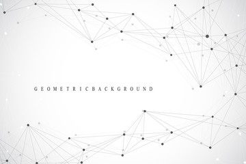 Geometric abstract background with connected line and dots. Graphic background for your design. Vector illustration