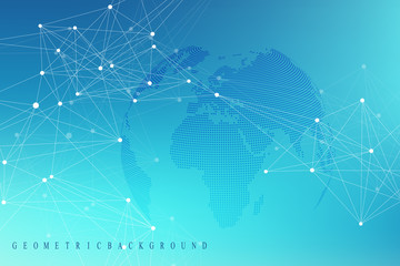 Global network connection. Network and big data exchange over planet earth in space. Global business. Vector Illustration.