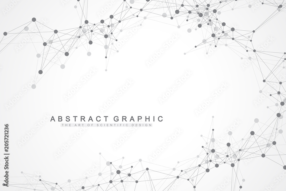 Aufkleber Geometric abstract background with connected line and dots. Graphic background for your design. Vector illustration