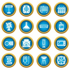 Heat cool air flow tools icons set. Simple illustration of 16 heat cool air flow tools vector icons for web