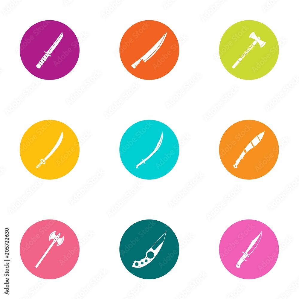 Poster medieval sword icons set. flat set of 9 medieval sword vector icons for web isolated on white backgr