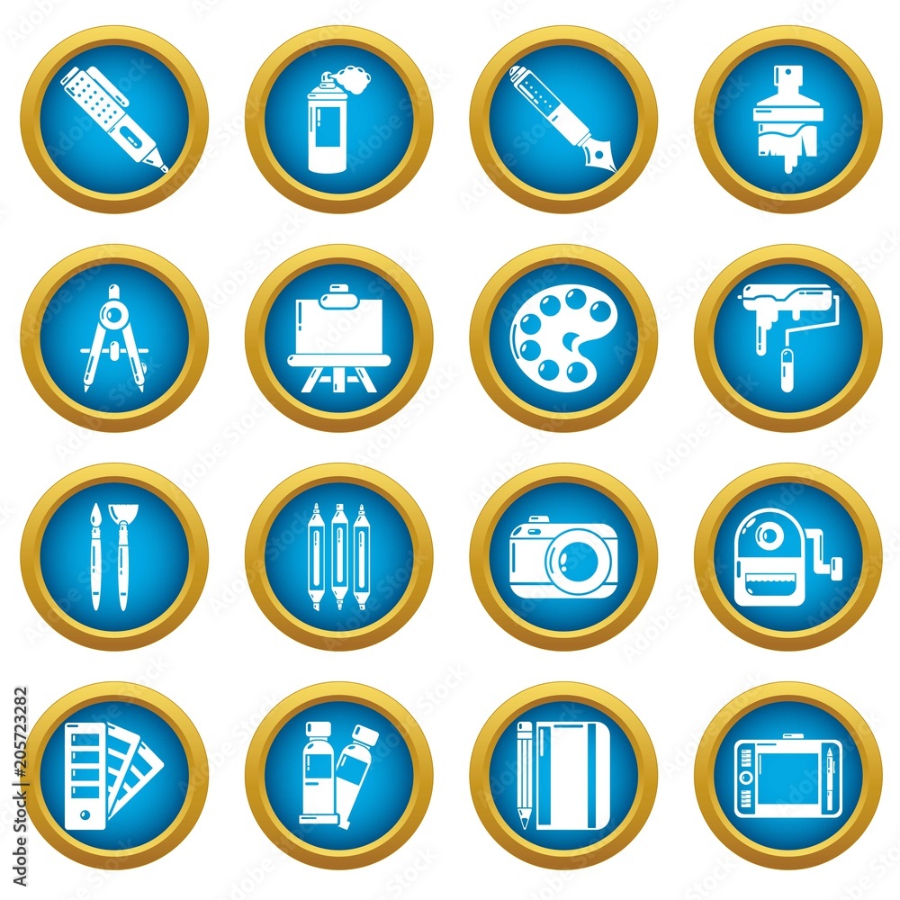 Poster design and drawing tools set. simple illustration of 16 design and drawing tools vector icons for we