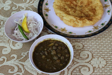 Close up of chole bhature