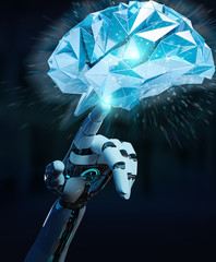 White humanoid hanid creating artificial intelligence 3D rendering