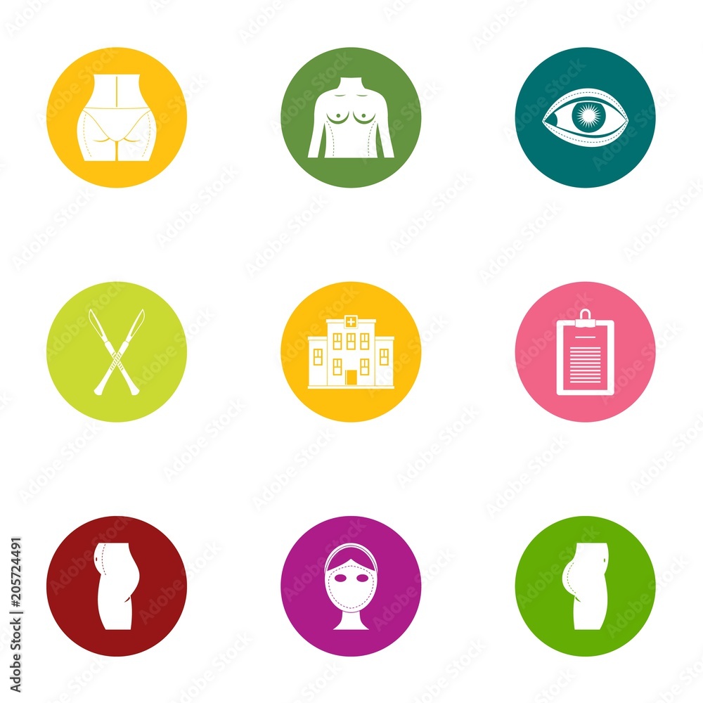 Poster correct the figure icons set. flat set of 9 correct the figure vector icons for web isolated on whit