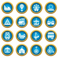 Amusement park icons set. Simple illustration of 16 amusement park vector icons for web
