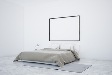 Scandinavian bedroom interior, poster
