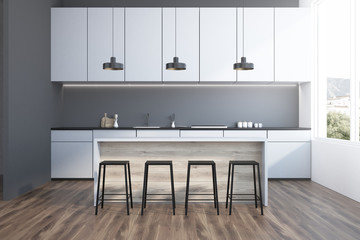 White and gray kitchen bar