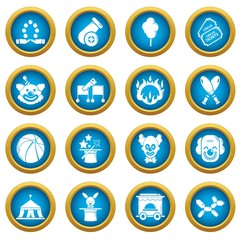 Circus icons set. Simple illustration of 16 circus vector icons for web