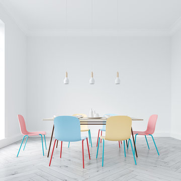 Bright chairs dining room interior