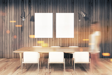 Dark wood poster gallery dining room toned