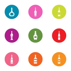 Drunkenness icons set. Flat set of 9 drunkenness vector icons for web isolated on white background