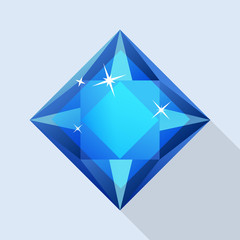 Shiny sapphire icon. Flat illustration of shiny sapphire vector icon for web design