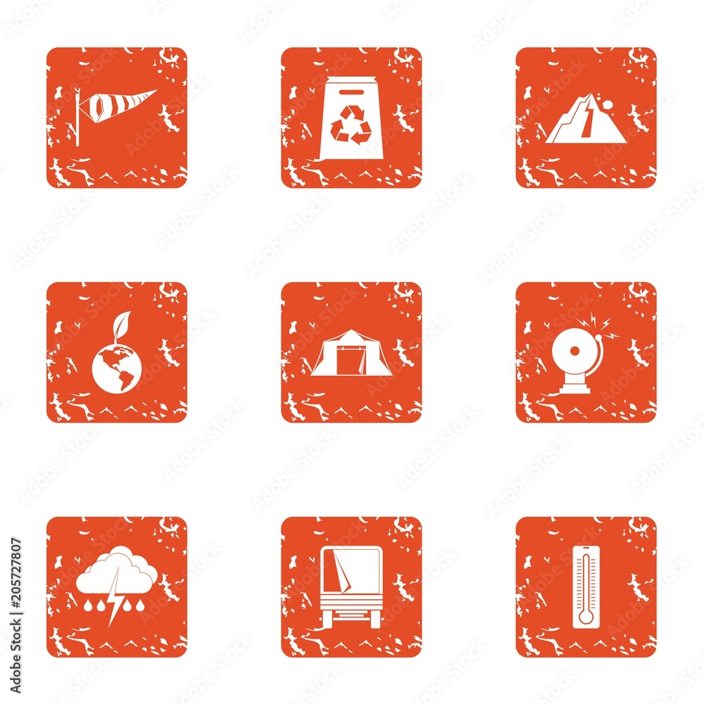 Poster exchange of ecology icons set. grunge set of 9 exchange of ecology vector icons for web isolated on 