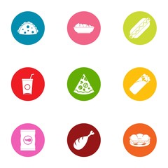 Daily bread icons set. Flat set of 9 daily bread vector icons for web isolated on white background