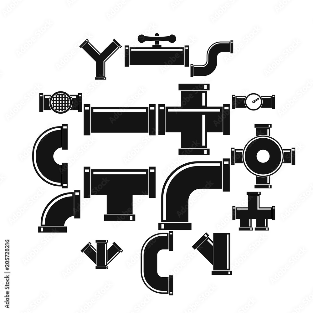 Poster pipeline icons set. simple illustration of 16 pipeline vector icons for web