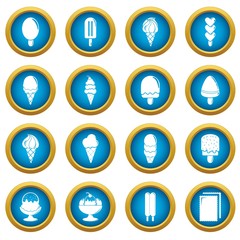 Ice cream icons set sweet. Simple illustration of 16 ice cream vector icons for web