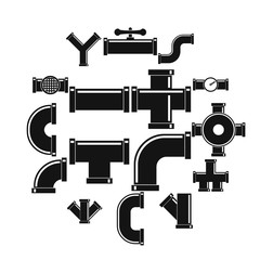 Pipeline icons set. Simple illustration of 16 pipeline vector icons for web