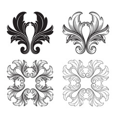 Vector baroque of vintage elements for design. 