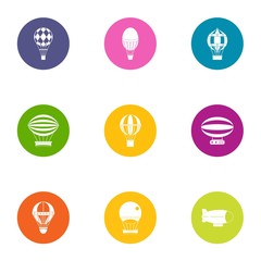 Air service icons set. Flat set of 9 air service vector icons for web isolated on white background