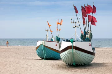 Foto op Plexiglas Vissersboten op het strand, Jutland, Denemarken © Jürgen Humbert