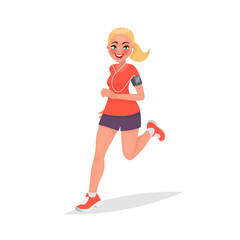 Running woman. Girl is engaged in fitness. Morning jogging