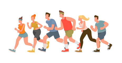 Running people. Marathon. Vector illustration