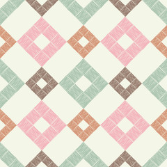 Seamless abstract geometric pattern. The texture of rhombus. Brushwork. Hand hatching. Scribble texture. Textile rapport.