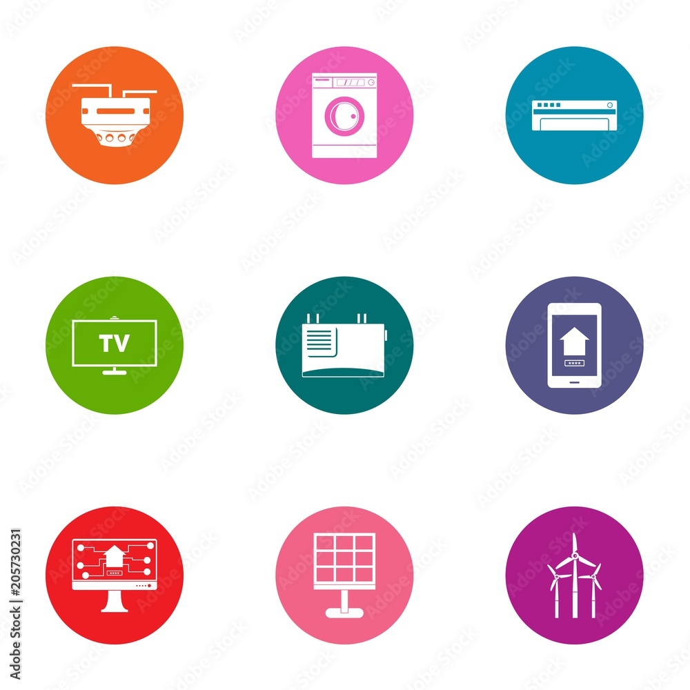 Poster technological progressiveness icons set. flat set of 9 technological progressiveness vector icons fo