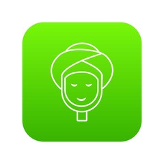 Facial spa treatment icon green vector isolated on white background