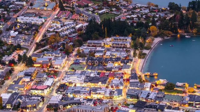 Timelapse Video, Fast moving traffic in the town after sunset.