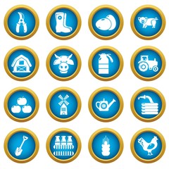 Farm agricultural icons set. Simple illustration of 16 farm agricultural vector icons for web