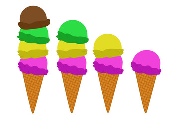 Helado de cucurucho de varios sabores.