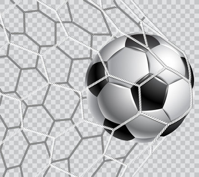 Soccer ball in a grid on a transparent background.