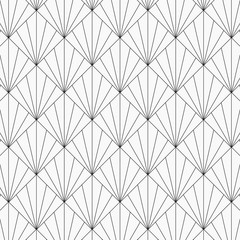 Modern Japanese motif. Interlocking triangles tessellation background. Image with repeated scallops. Fish scale. pattern is on swatches panel