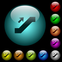 Escalator up sign icons in color illuminated glass buttons