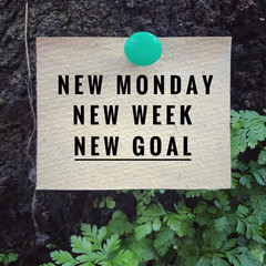 Motivational and inspirational quote - New Monday, new week, new goal. With vintage styled...